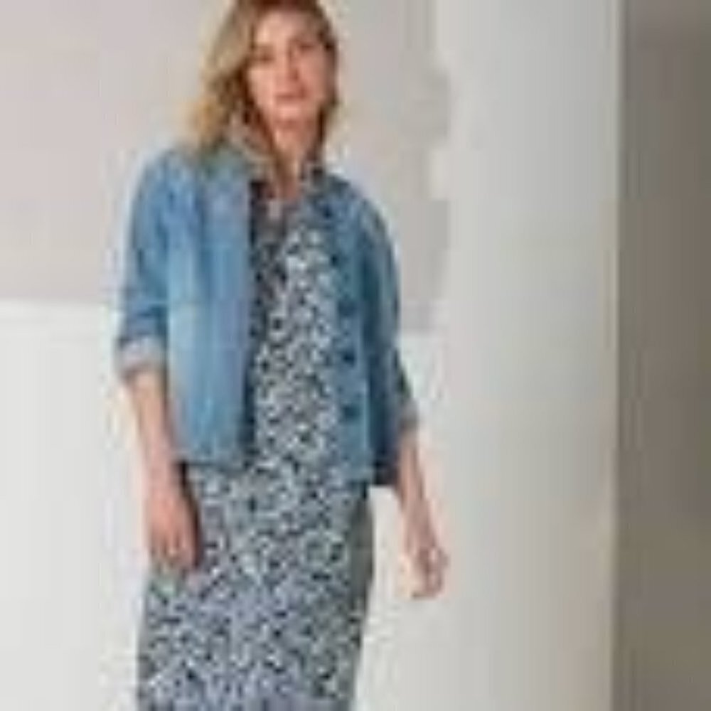 J.Jill Love Linen Blue Floral Midi Dress Petite Small - Picture 2 of 12